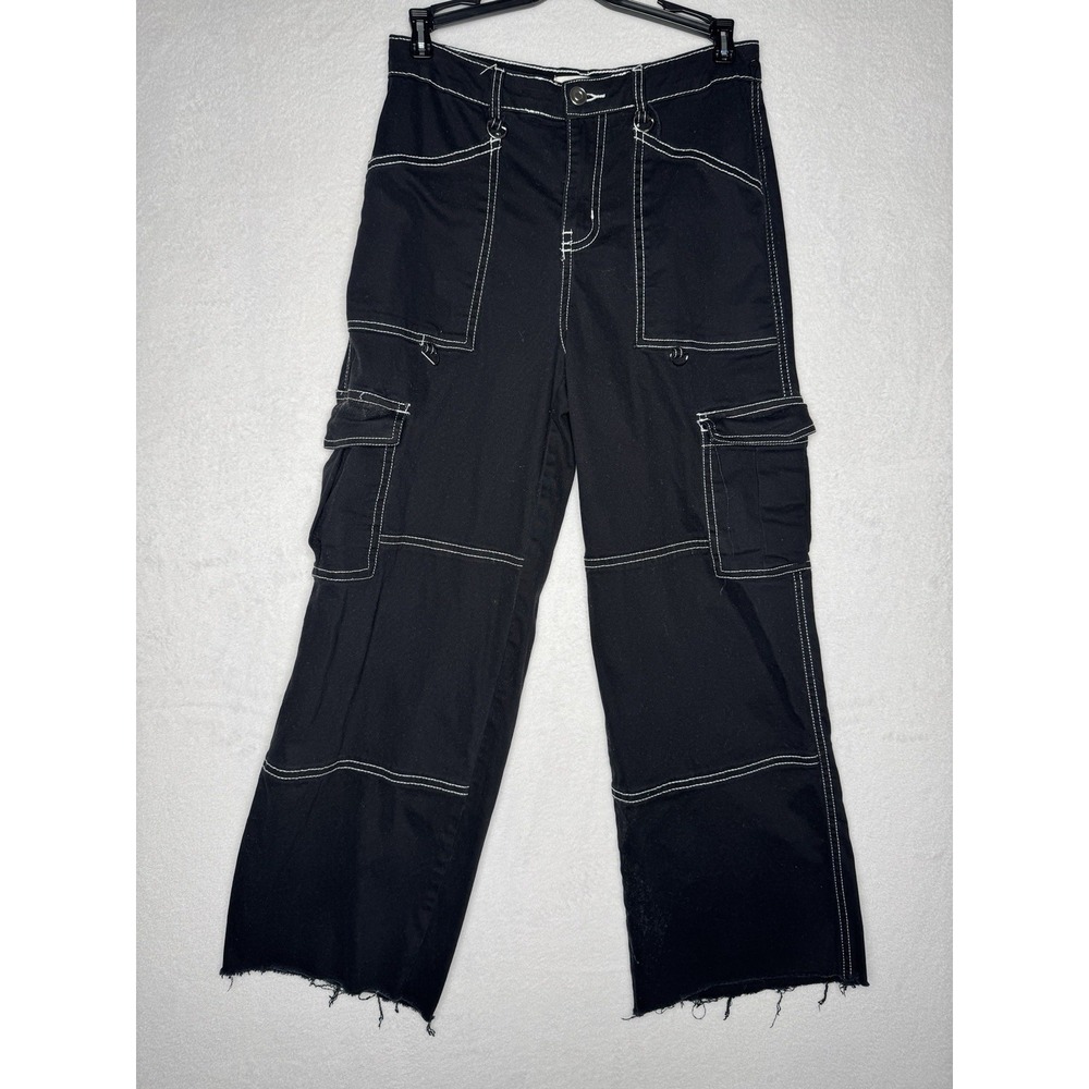 Rachel Paige Black Cargo Pants Womens Size XS Goth Grunge‎ Wide Leg
